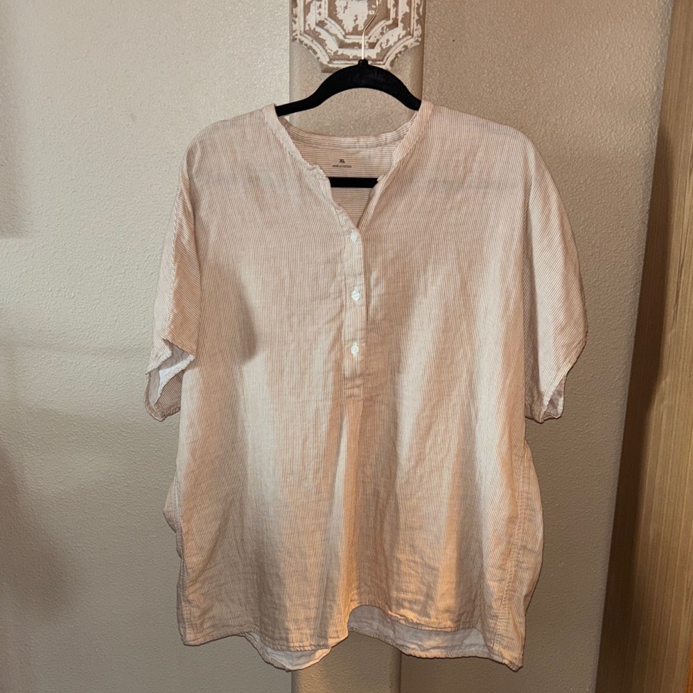 Lagenlook baggy flowy Cream Blouse XL